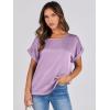 image:imageANRABESS Womens Summer Dressy Casual Short Sleeve Shirts Crewneck Satin 2026 Business Office Work Blouse TopsPurple