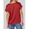 image:imageANRABESS Womens Summer Dressy Casual Short Sleeve Shirts Crewneck Satin 2026 Business Office Work Blouse TopsRed