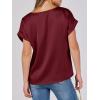 image:imageANRABESS Womens Summer Dressy Casual Short Sleeve Shirts Crewneck Satin 2026 Business Office Work Blouse TopsWine Red