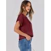 image:imageANRABESS Womens Summer Dressy Casual Short Sleeve Shirts Crewneck Satin 2026 Business Office Work Blouse TopsWine Red