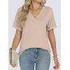 image:imageANRABESS Womens T Shirts Short Sleeve V Neck Shirts Summer Loose Fit Dressy Tops Business Casual Blouses 2026 Basic TeesAlmond