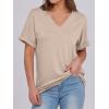 image:imageANRABESS Womens T Shirts Short Sleeve V Neck Shirts Summer Loose Fit Dressy Tops Business Casual Blouses 2026 Basic TeesAlmond