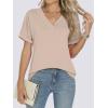 image:imageANRABESS Womens T Shirts Short Sleeve V Neck Shirts Summer Loose Fit Dressy Tops Business Casual Blouses 2026 Basic TeesAlmond