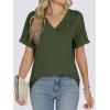 image:imageANRABESS Womens T Shirts Short Sleeve V Neck Shirts Summer Loose Fit Dressy Tops Business Casual Blouses 2026 Basic TeesArmy Green