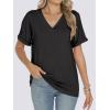 image:imageANRABESS Womens T Shirts Short Sleeve V Neck Shirts Summer Loose Fit Dressy Tops Business Casual Blouses 2026 Basic TeesBlack