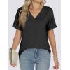 image:imageANRABESS Womens T Shirts Short Sleeve V Neck Shirts Summer Loose Fit Dressy Tops Business Casual Blouses 2026 Basic TeesBlack