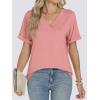 image:imageANRABESS Womens T Shirts Short Sleeve V Neck Shirts Summer Loose Fit Dressy Tops Business Casual Blouses 2026 Basic TeesCoral