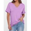 image:imageANRABESS Womens T Shirts Short Sleeve V Neck Shirts Summer Loose Fit Dressy Tops Business Casual Blouses 2026 Basic TeesLight Purple