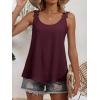 image:imageANRABESS Womens Tank Tops Lace Shoulder Scoop Neck Flowy Sleeveless Tops Casual Cute Tanks Summer Outfits Beach Vacation 2026Wine Red