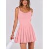 image:imageANRABESS Womens Tennis Athletic Pleated Summer Mini Dress 2026 Golf Workout Build in Shorts Casual Romper Short SundressSalmon Light Pink