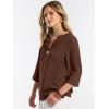 image:imageANRABESS Womens Tops 34 Sleeve Dressy Casual V Neck Henley Tee Shirts 2026 Summer Business Work Blouses Fashion ClothesCoffee