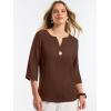 image:imageANRABESS Womens Tops 34 Sleeve Dressy Casual V Neck Henley Tee Shirts 2026 Summer Business Work Blouses Fashion ClothesCoffee