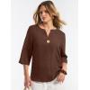 image:imageANRABESS Womens Tops 34 Sleeve Dressy Casual V Neck Henley Tee Shirts 2026 Summer Business Work Blouses Fashion ClothesCoffee