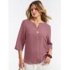 image:imageANRABESS Womens Tops 34 Sleeve Dressy Casual V Neck Henley Tee Shirts 2026 Summer Business Work Blouses Fashion ClothesDusty Rose