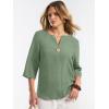 image:imageANRABESS Womens Tops 34 Sleeve Dressy Casual V Neck Henley Tee Shirts 2026 Summer Business Work Blouses Fashion ClothesLight Green