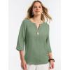 image:imageANRABESS Womens Tops 34 Sleeve Dressy Casual V Neck Henley Tee Shirts 2026 Summer Business Work Blouses Fashion ClothesLight Green