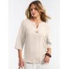 image:imageANRABESS Womens Tops 34 Sleeve Dressy Casual V Neck Henley Tee Shirts 2026 Summer Business Work Blouses Fashion ClothesLight Yellow