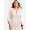 image:imageANRABESS Womens Tops 34 Sleeve Dressy Casual V Neck Henley Tee Shirts 2026 Summer Business Work Blouses Fashion ClothesLight Yellow