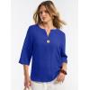 image:imageANRABESS Womens Tops 34 Sleeve Dressy Casual V Neck Henley Tee Shirts 2026 Summer Business Work Blouses Fashion ClothesRoyal Blue
