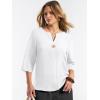 image:imageANRABESS Womens Tops 34 Sleeve Dressy Casual V Neck Henley Tee Shirts 2026 Summer Business Work Blouses Fashion ClothesWhite