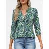 image:imageANRABESS Womens Tops Business Dressy Casual Blouses 34 Length Sleeve Shirts 2026 Fall Work Tunic Tee TShirts Office OutfitsBlue Green Floral