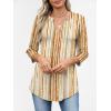 image:imageANRABESS Womens Tops Business Dressy Casual Blouses 34 Length Sleeve Shirts 2026 Fall Work Tunic Tee TShirts Office OutfitsBrown Green Strips