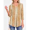 image:imageANRABESS Womens Tops Business Dressy Casual Blouses 34 Length Sleeve Shirts 2026 Fall Work Tunic Tee TShirts Office OutfitsBrown Green Strips