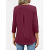 image:imageANRABESS Womens Tops Business Dressy Casual Blouses 34 Length Sleeve Shirts 2026 Fall Work Tunic Tee TShirts Office OutfitsBurgundy