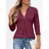 image:imageANRABESS Womens Tops Business Dressy Casual Blouses 34 Length Sleeve Shirts 2026 Fall Work Tunic Tee TShirts Office OutfitsBurgundy