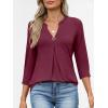 image:imageANRABESS Womens Tops Business Dressy Casual Blouses 34 Length Sleeve Shirts 2026 Fall Work Tunic Tee TShirts Office OutfitsBurgundy