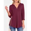 image:imageANRABESS Womens Tops Business Dressy Casual Blouses 34 Length Sleeve Shirts 2026 Fall Work Tunic Tee TShirts Office OutfitsBurgundy