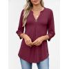 image:imageANRABESS Womens Tops Business Dressy Casual Blouses 34 Length Sleeve Shirts 2026 Fall Work Tunic Tee TShirts Office OutfitsBurgundy