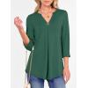 image:imageANRABESS Womens Tops Business Dressy Casual Blouses 34 Length Sleeve Shirts 2026 Fall Work Tunic Tee TShirts Office OutfitsDeep Green