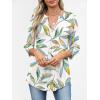 image:imageANRABESS Womens Tops Business Dressy Casual Blouses 34 Length Sleeve Shirts 2026 Fall Work Tunic Tee TShirts Office OutfitsMulti Leaf
