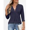 image:imageANRABESS Womens Tops Business Dressy Casual Blouses 34 Length Sleeve Shirts 2026 Fall Work Tunic Tee TShirts Office OutfitsNavy Blue