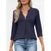 image:imageANRABESS Womens Tops Business Dressy Casual Blouses 34 Length Sleeve Shirts 2026 Fall Work Tunic Tee TShirts Office OutfitsNavy Blue