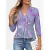 image:imageANRABESS Womens Tops Business Dressy Casual Blouses 34 Length Sleeve Shirts 2026 Fall Work Tunic Tee TShirts Office OutfitsPurple Flower