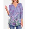 image:imageANRABESS Womens Tops Business Dressy Casual Blouses 34 Length Sleeve Shirts 2026 Fall Work Tunic Tee TShirts Office OutfitsPurple Flower