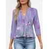 image:imageANRABESS Womens Tops Business Dressy Casual Blouses 34 Length Sleeve Shirts 2026 Fall Work Tunic Tee TShirts Office OutfitsPurple Flower