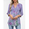 image:imageANRABESS Womens Tops Business Dressy Casual Blouses 34 Length Sleeve Shirts 2026 Fall Work Tunic Tee TShirts Office OutfitsPurple Flower