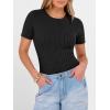 image:imageANRABESS Womens Tops Short Sleeve Crewneck Shirts Slim Fit Ribbed Knit Lightweight Sweater 2026 Summer Dressy Casual TShirtsBlack