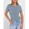 image:imageANRABESS Womens Tops Short Sleeve Crewneck Shirts Slim Fit Ribbed Knit Lightweight Sweater 2026 Summer Dressy Casual TShirtsBlue