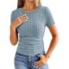 image:imageANRABESS Womens Tops Short Sleeve Crewneck Shirts Slim Fit Ribbed Knit Lightweight Sweater 2026 Summer Dressy Casual TShirtsBlue