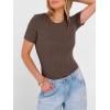 image:imageANRABESS Womens Tops Short Sleeve Crewneck Shirts Slim Fit Ribbed Knit Lightweight Sweater 2026 Summer Dressy Casual TShirtsBrown