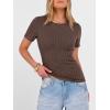 image:imageANRABESS Womens Tops Short Sleeve Crewneck Shirts Slim Fit Ribbed Knit Lightweight Sweater 2026 Summer Dressy Casual TShirtsBrown