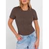image:imageANRABESS Womens Tops Short Sleeve Crewneck Shirts Slim Fit Ribbed Knit Lightweight Sweater 2026 Summer Dressy Casual TShirtsBrown