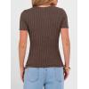image:imageANRABESS Womens Tops Short Sleeve Crewneck Shirts Slim Fit Ribbed Knit Lightweight Sweater 2026 Summer Dressy Casual TShirtsBrown