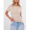 image:imageANRABESS Womens Tops Short Sleeve Crewneck Shirts Slim Fit Ribbed Knit Lightweight Sweater 2026 Summer Dressy Casual TShirtsLight Khaki