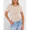 image:imageANRABESS Womens Tops Short Sleeve Crewneck Shirts Slim Fit Ribbed Knit Lightweight Sweater 2026 Summer Dressy Casual TShirtsLight Khaki