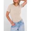 image:imageANRABESS Womens Tops Short Sleeve Crewneck Shirts Slim Fit Ribbed Knit Lightweight Sweater 2026 Summer Dressy Casual TShirtsLight Khaki